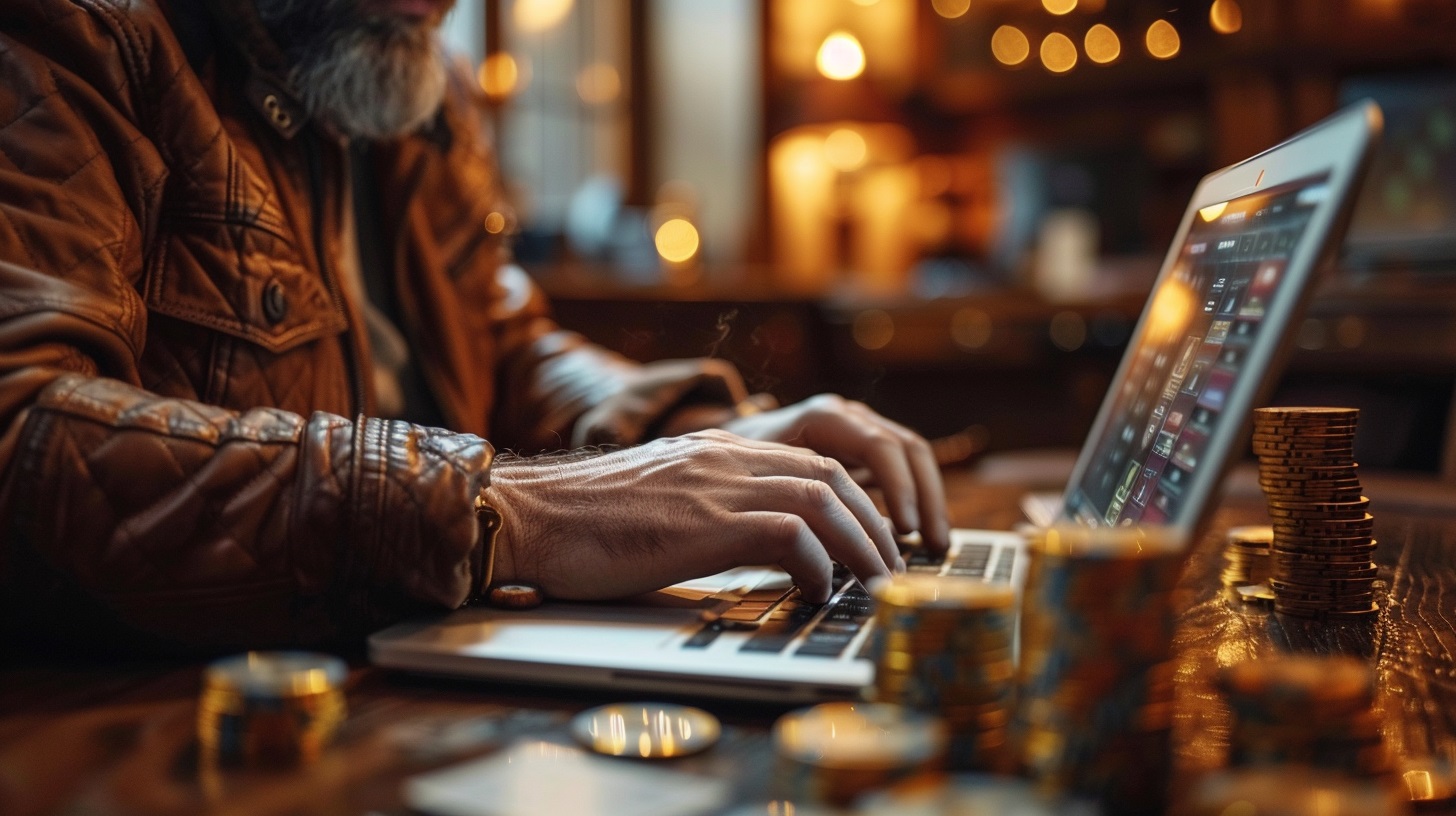 Man playing online casino